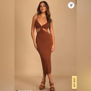 The Way I Feel Brown Cutout Midi Sweater Dress